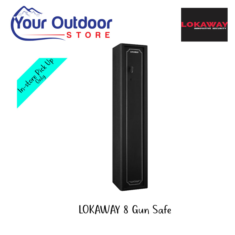 Lokaway 8 Gun Safe | Hero Image Showing Logos and Title.