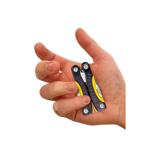 Yellow - Black | Lansky Mini Multitool Image showoing The Closed Mini Multitool In The Palm Of A Hand, To Show Its Size.