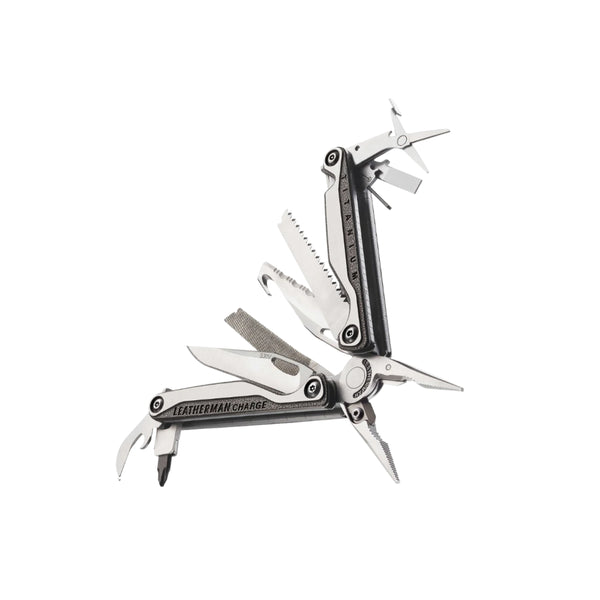 Leatherman Charge TTI Plus | Image Showing Angled View Of All Tools Out.