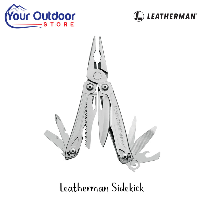 Leatherman Sidekick | Hero Image Showing All Logos And Titles.