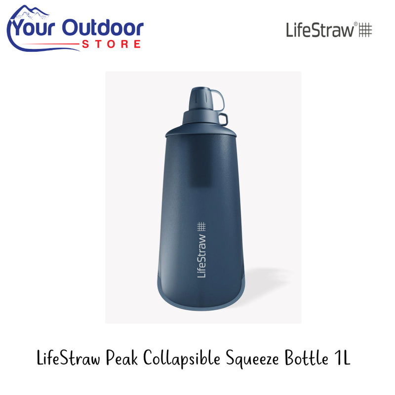 LifeStraw Peak Collapsible Squeeze Bottle 1L | Hero Image Showing All Logos And Titles.