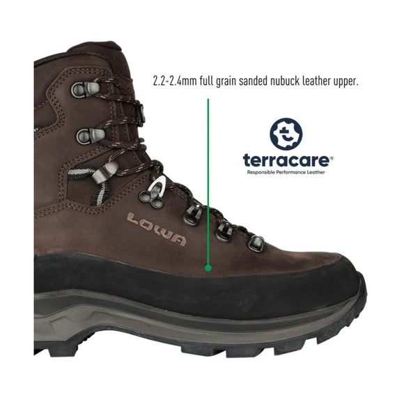 Brown | Low Mens Ranger EVO GTX WXL Image Showing Information On The Leather Upper.