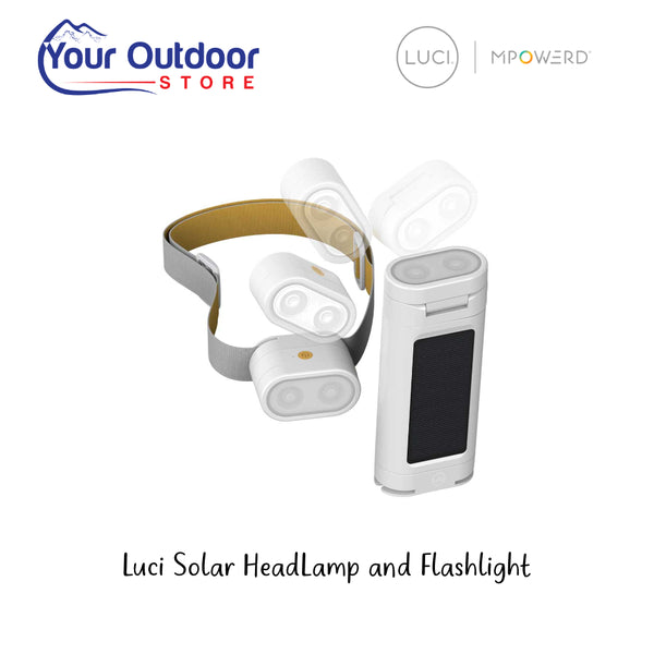 Luci-Solar HeadLamp And FlashLight | Hero Image Showing Logos And Titles.