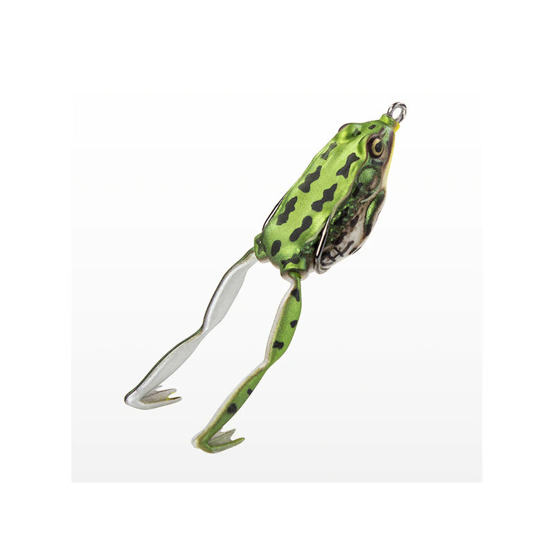Green Tea | Lunkerhunt 40mm 1/4oz Pocket Frog Image Showing Legs Out.