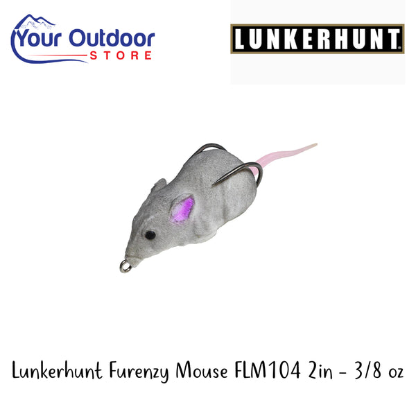 Lunkerhunt Furenzy Mouse FLM104 2in-3/8oz | Hero Image Showing All Logos And Titles.
