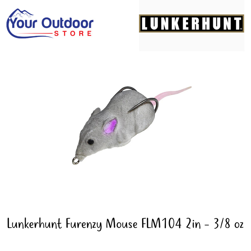 Lunkerhunt Furenzy Mouse FLM104 2in-3/8oz | Hero Image Showing All Logos And Titles.