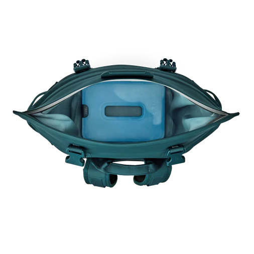 Agave Teal | Top View, Open with ice brick.