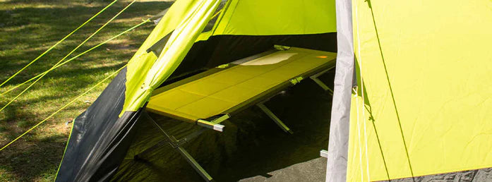 Black / Green | Sleeps 6. View with stretcher inside teepee