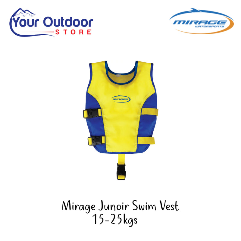 Mirage Junior Swim Vest | Hero Image Sowing All Logos And Titles.