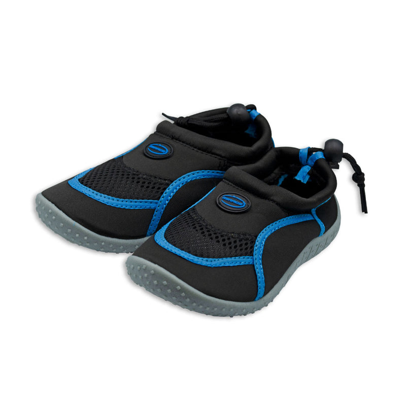 Blue/Black | Mirage Kids Aqua Shoe Image Showing Angled Side View.