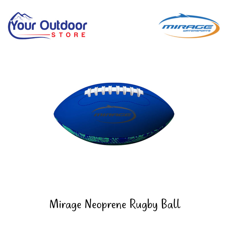 Mirage Neoprene Rugby Ball | Hero Image Showing All Logos And Titles.