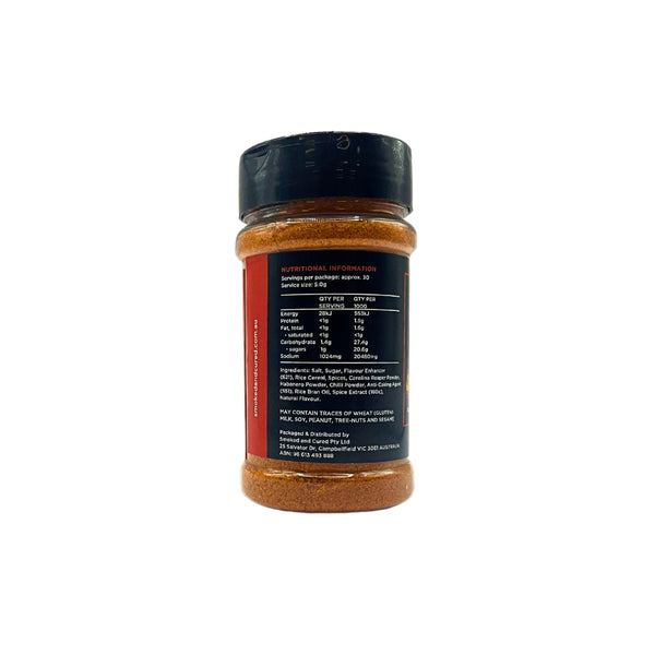 150g | Misty Gully Death Salt Image Showing Back Of Bottle With Nutritional Information In View.
