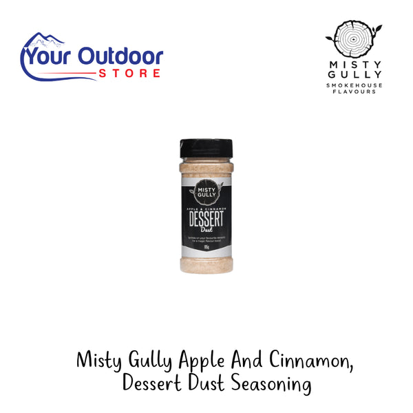 Misty Gully Apple And Cinnamon Desert Dust | Hero Image Showing All Logos And Titles.