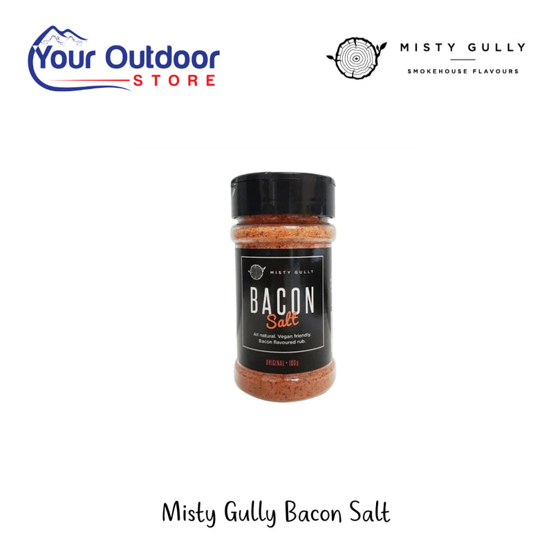 Misty Gully Bacon Salt | Hero Image Showing All Logos And Titles.