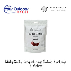 Misty Gully Banquet Bags Salami Castings, 5 Metres | Hero Image Showing All Logos And Titles.