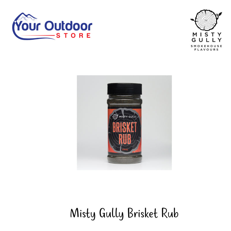Misty Gully Brisket Rub | Hero Image Showing All Logos And Titles.