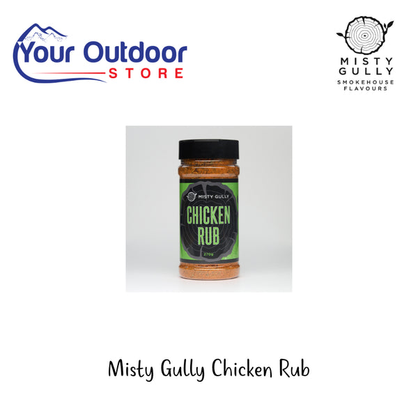 Misty Gully Chicken Rub | Hero Image Showing All Logos And Titles.