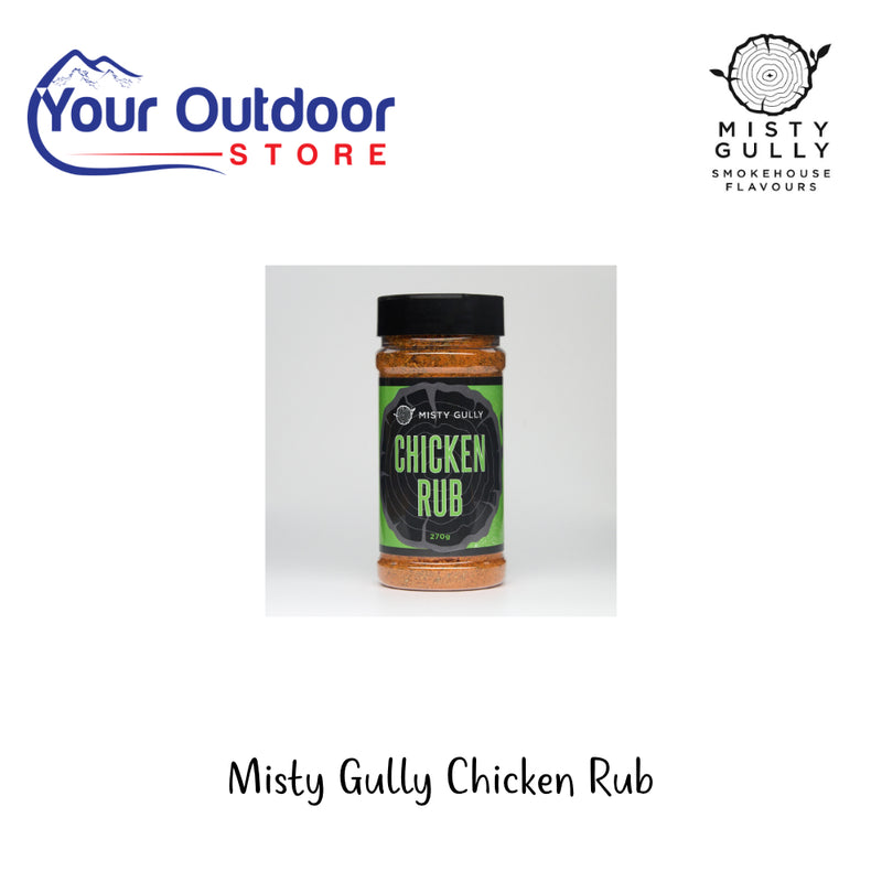 Misty Gully Chicken Rub | Hero Image Showing All Logos And Titles.