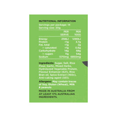 Misty Gully Chicken Rub | Image Showing Nutritional Information.