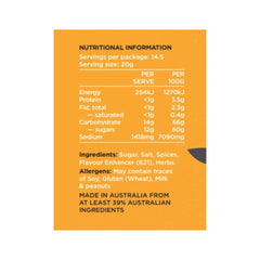 Misty Gully Competition BBQ Rub | Image Showing Nutritional Information.