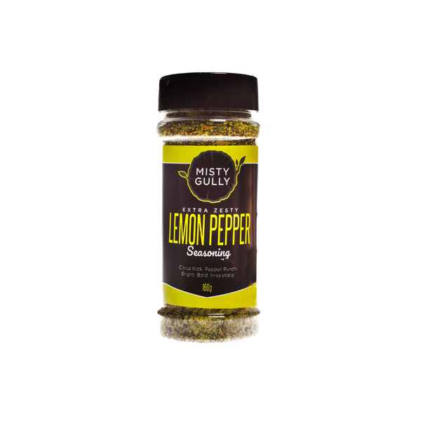 160g | Misty Gully Extra Zesty Lemon Pepper Seasoning Image Showing No Logos Or Titles.
