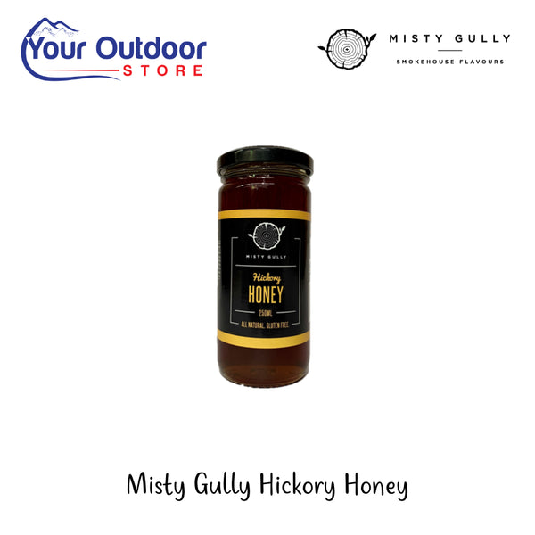 Misty Gully Hickory Honey | Hero Image Showing All Logos And Titles.