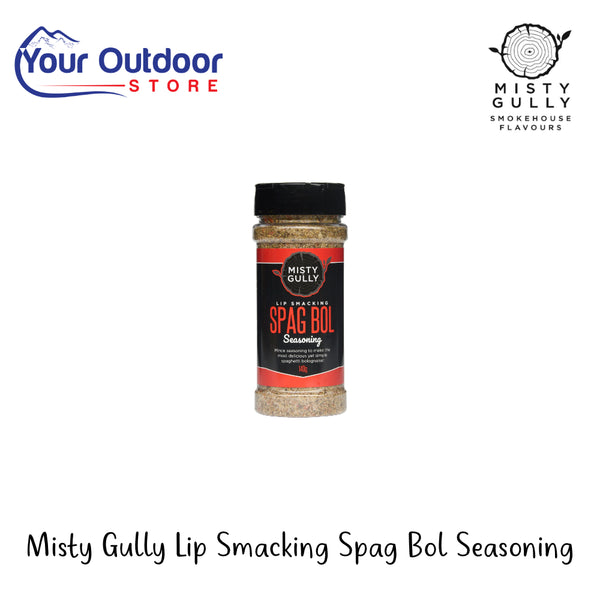 Misty Gully Lip Smacking Spag Bol Seasoning | Hero Image Showing All Logos And Titles.