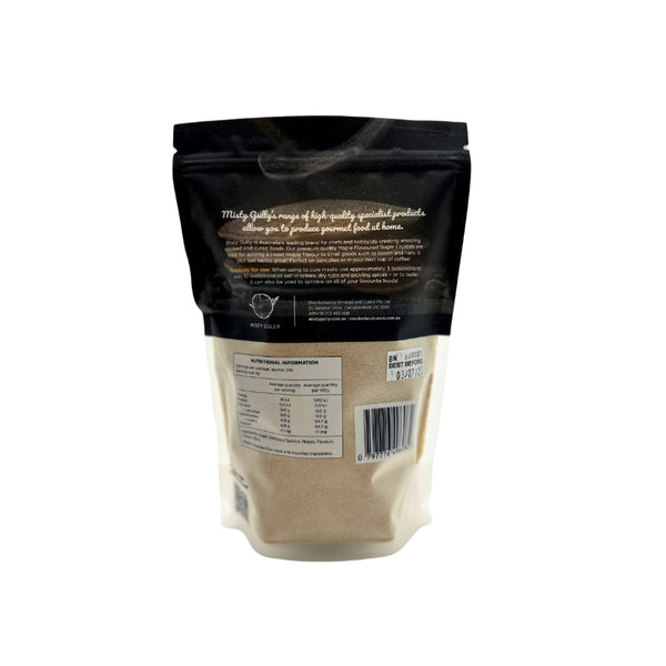 700g | Misty Gully Maple Flavoured Sugar Crystals Image Showing Back Of Packaging.