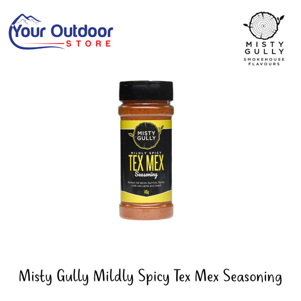 Misty Gully Mildly Spicy Tex Mex Seasoning | Hero Image Showing All Logos And Titles.