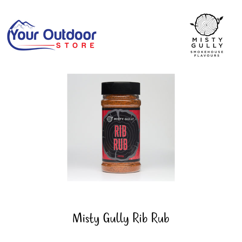 Misty Gully Rib Rub | Hero Image Showing All Logos And Titles.
