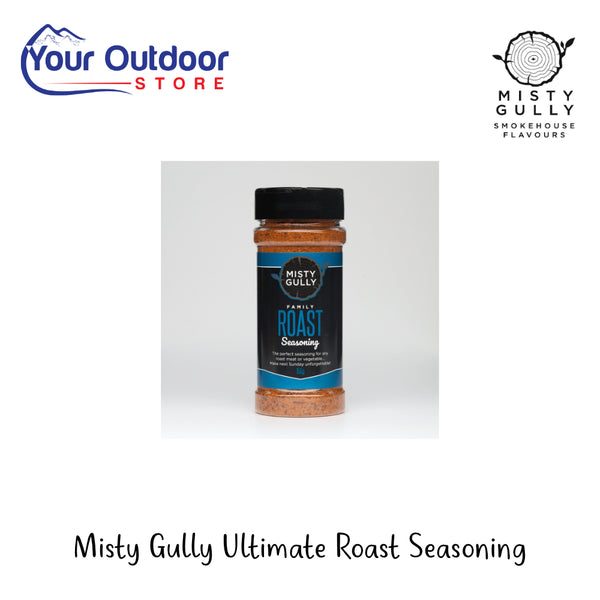 Misty Gully Ultimate Roast Seasoning | Hero Image Showing All Logos And Titles. 