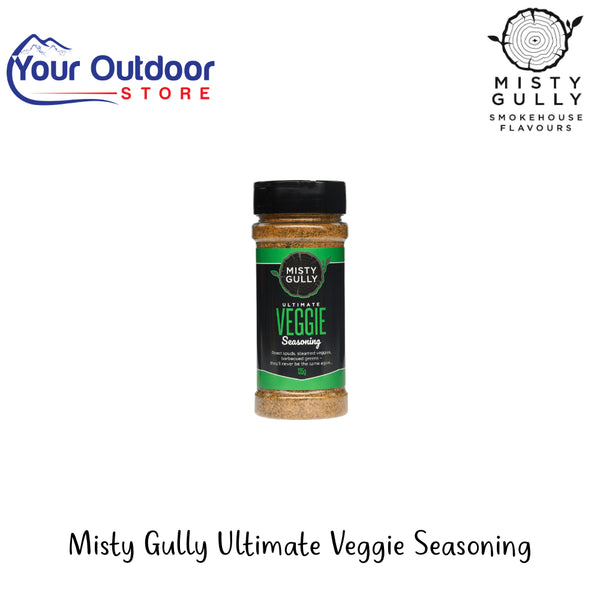 Misty Gully Ultimate Veggie Seasoning | Hero Image Showing All Logos And Titles.