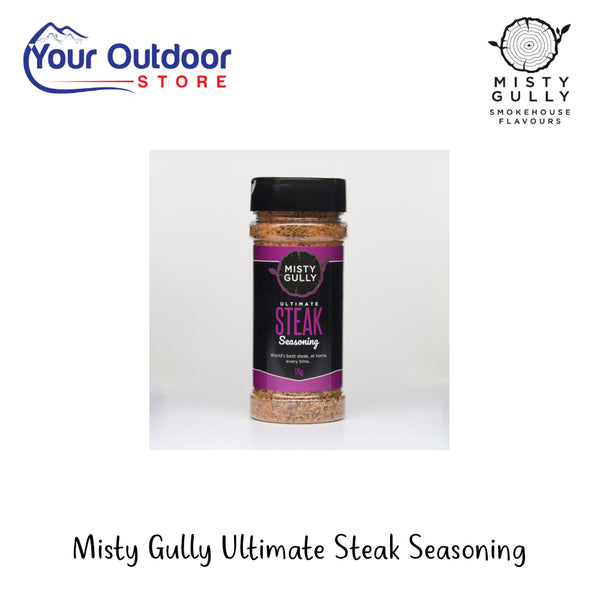 Misty Gully Ultimate Steak Seasoning | Hero Image Showing All Logos And Titles.