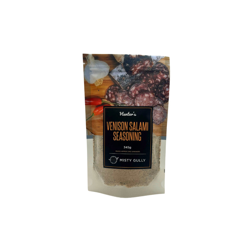 375g | Misty Gully Venison Salami Seasoning Image Showing No Logos Or Titles.