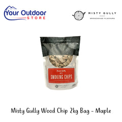Misty Gully Wood Chip 2kg Bag - Maple | Hero Image Showing All Logos And Titles.