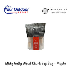 Misty Gully Wood Chunk 2kg Bag - Maple | Hero Image Showing All Logos And Titles.