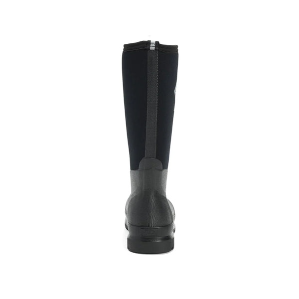 Black | Muck Boot Chore Classic Unisex Tall All Condition Work Boot Image Showing Back View.