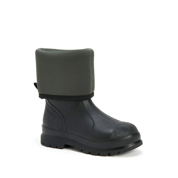 Black Muck Boot Chore Classic Unisex Tall All Condition Work Boot Image Showing Sides Rolled Down.