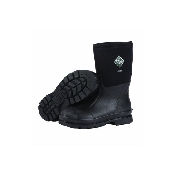 Black | Muckboot Chore Classic Unisex Mid All Condition Work Boot Image Showing No Logos Or Titles.