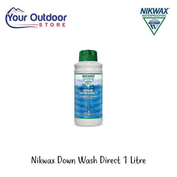 NikWax Down Tech Wash Direct | Hero Image Showing All Logos And Titles.