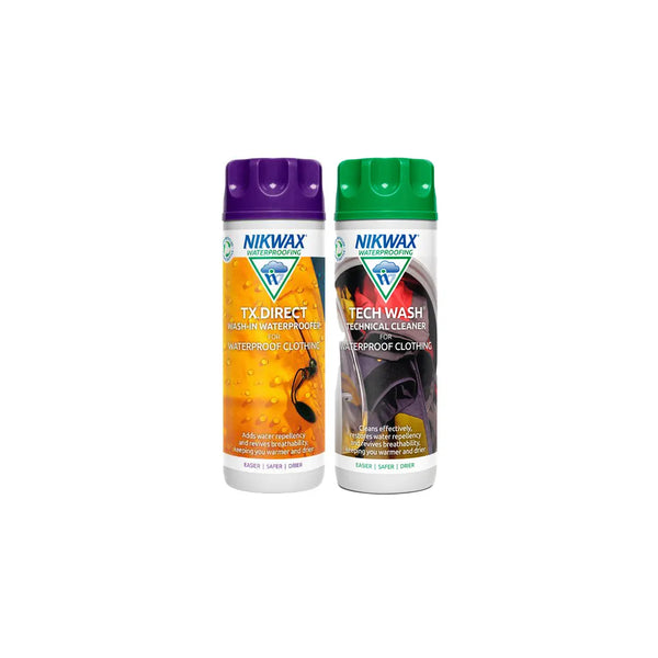 300ml | Nikwax Twin Tech Wash/ Tx Direct Wash Duo Pack Image Showing No Logos Or Titles.