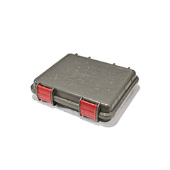 Grey/Red | OXO Outdoor Camp Kitchen Prep Set Image Showing Angled Front View Of The Case, Closed.