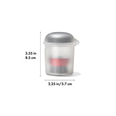 OXO Outdoor Soap Dispensing Brush With Storage Case | Image Showing Case Measurements.