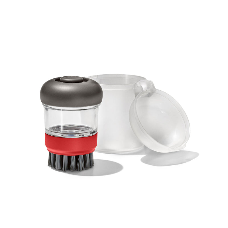 OXO Outdoor Soap Dispensing Brush With Storage Case | Image Showing No Logos Or Titles.