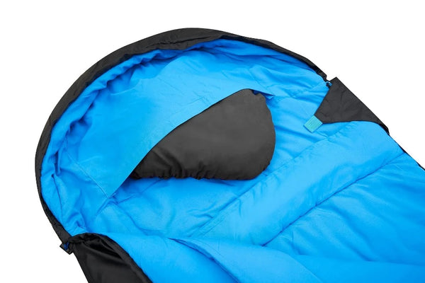 Black / Blue | Pillow pocket and hood.