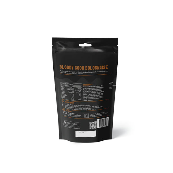 250g | Off Grid Bloody Good Bolognaise Image Showing Back View.