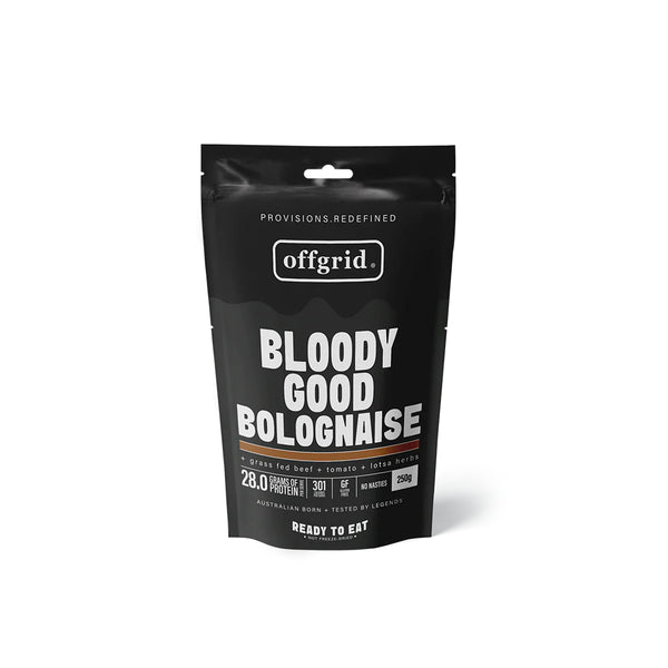 250g | Off Grid Bloody Good Bolognaise  Image Showing No Logos Or Titles.