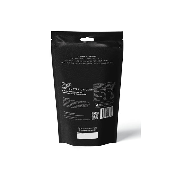 Not Butter Chicken | Off Grid Heat And Eat Meal Image Showing Back View.
