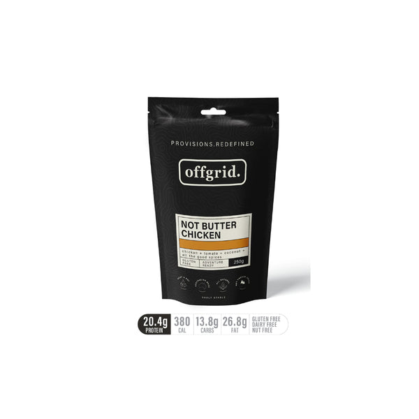 Not Butter Chicken | Off Grid Heat And Eat Meal Image Showing No Logos Or Titles.