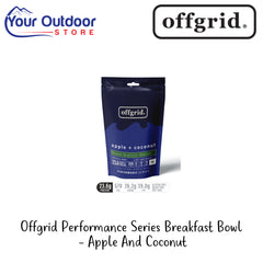 OffGrid Peak Performance Series Breakfast Bowl - Apple And Coconut | Hero Image Showing All Logos And Titles.